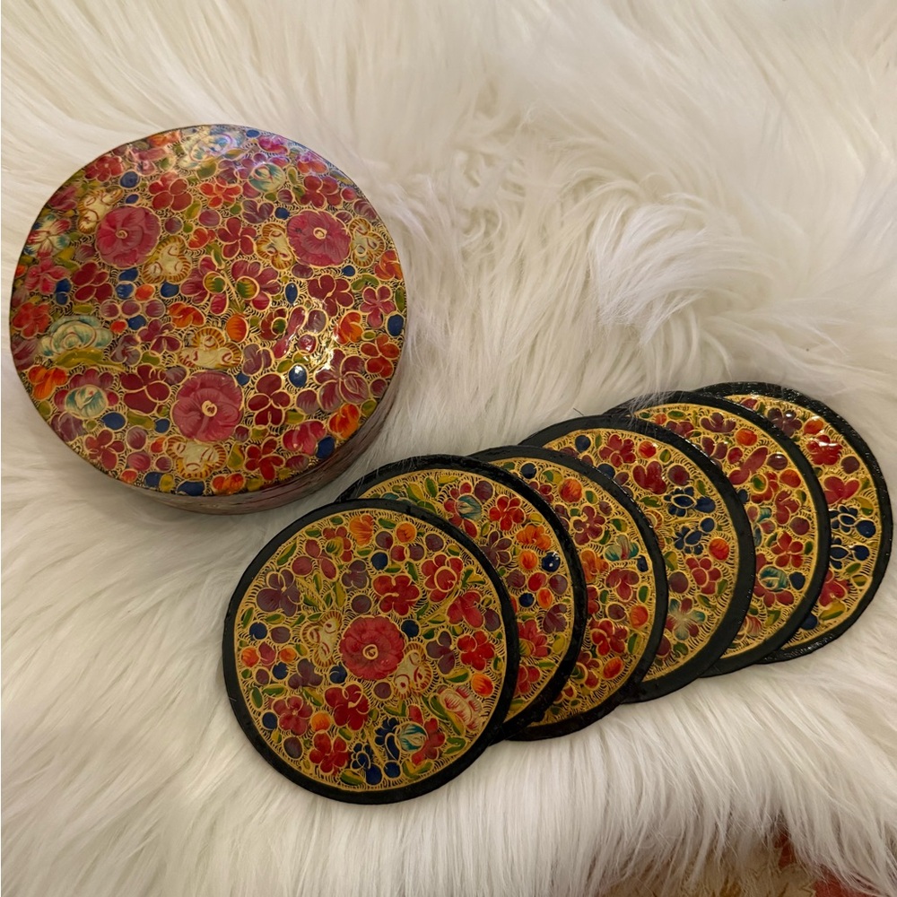 Colorful Floral Coaster Set